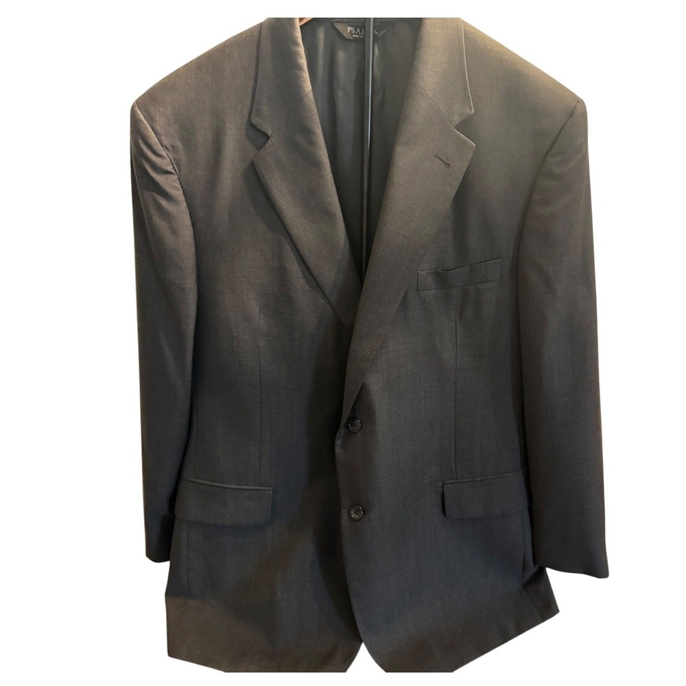 Jos A Bank Signature Col 46R Blazer Mens Charcoal Gray 100% Wool Suit Coat